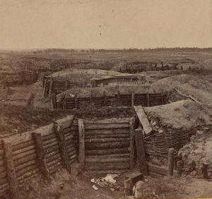 Interior of one of the Confederate fortifications at Petersburg - LOC
