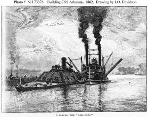 Illustration of the Steamboat Capitol helping in the Construction of the CSS Arkansas - www.history.navy.mil